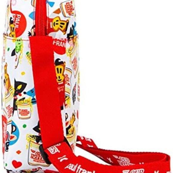 White Crossbody Bag with Cartoon Pattern, Zipper Closure, Shoulder Strap, 2 Comp - Picture 3 of 8